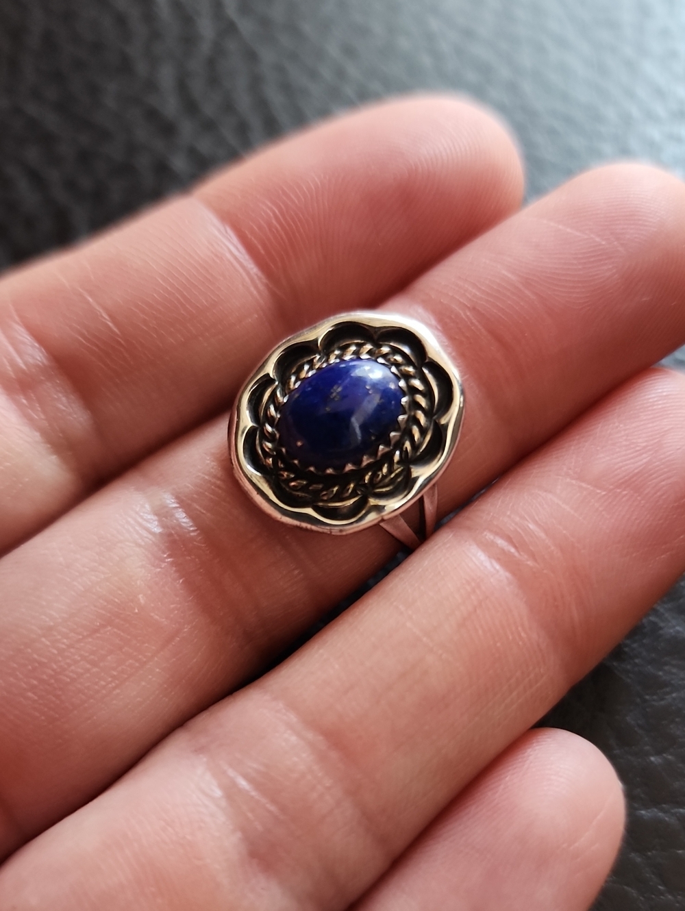 VTG Sterling Silver & Lapis Blue Stone Ring - Women Jewelry- Size 5.5